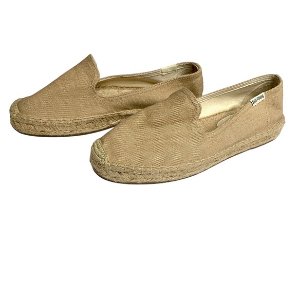 SOLUDOS Espadrille Womens Sz 6.5 Beige Canvas Slip On Loafer Comfort Casual - Picture 1 of 8
